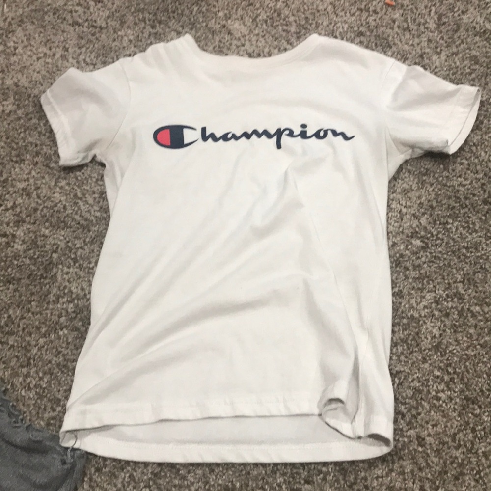 champion white t